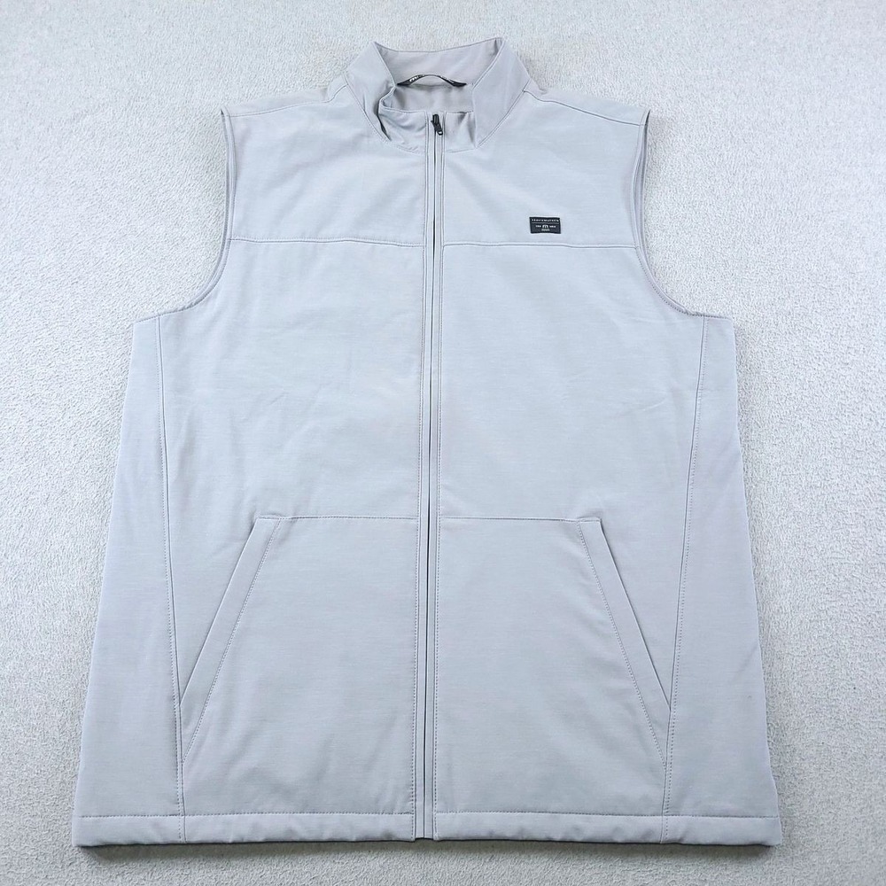 TravisMathew Mens Large Gray Top of The Line Golf Full Zip Vest 1MY335
